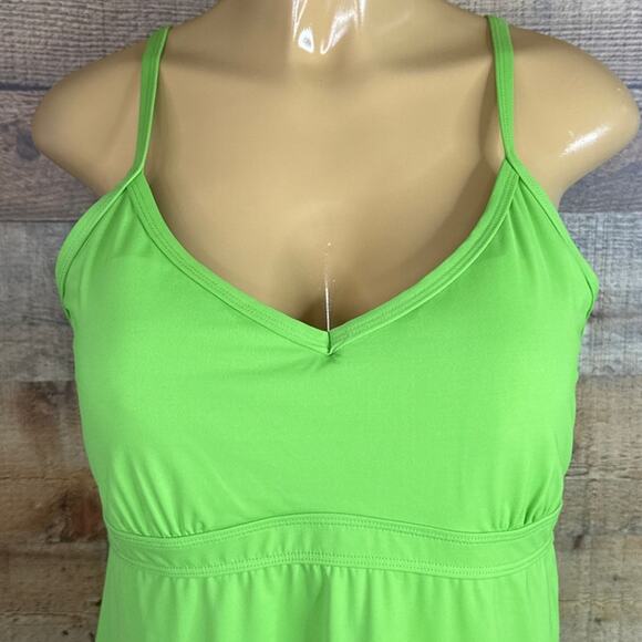 Athleta Shorebreak Racerback Swim Dress Lime Green Size Large - Picture 2 of 9